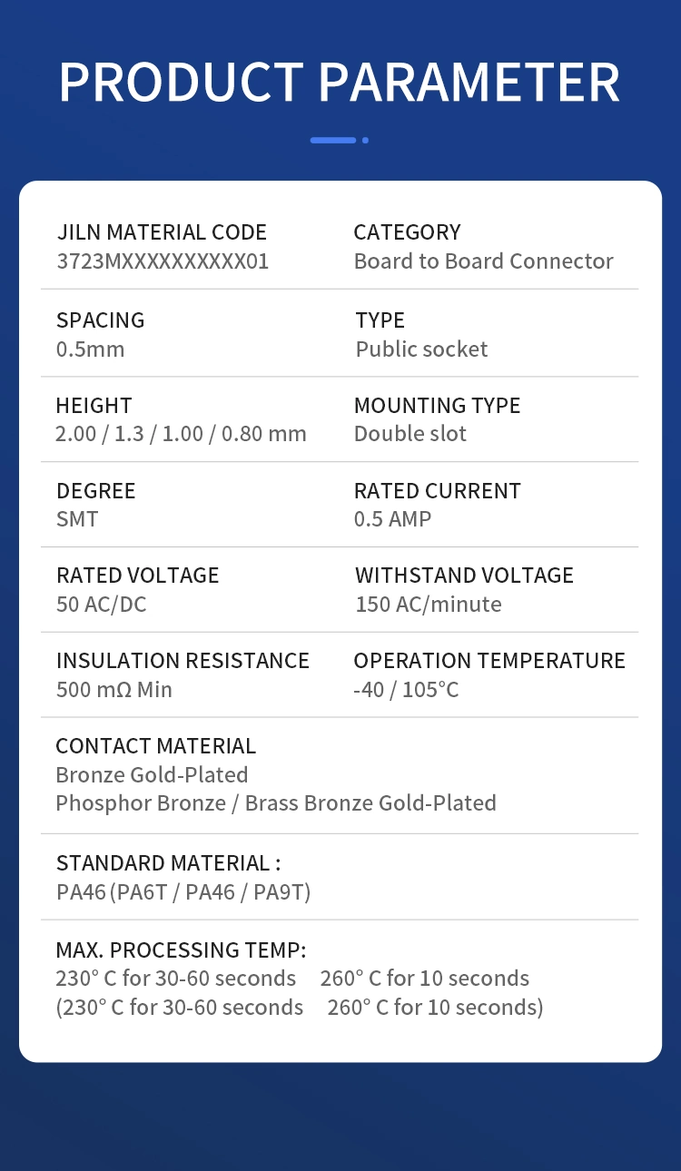 Sample Customization 0.635mm High Quality PCB Connector High Temperature Resistant 60p LED Board to Board Connectors